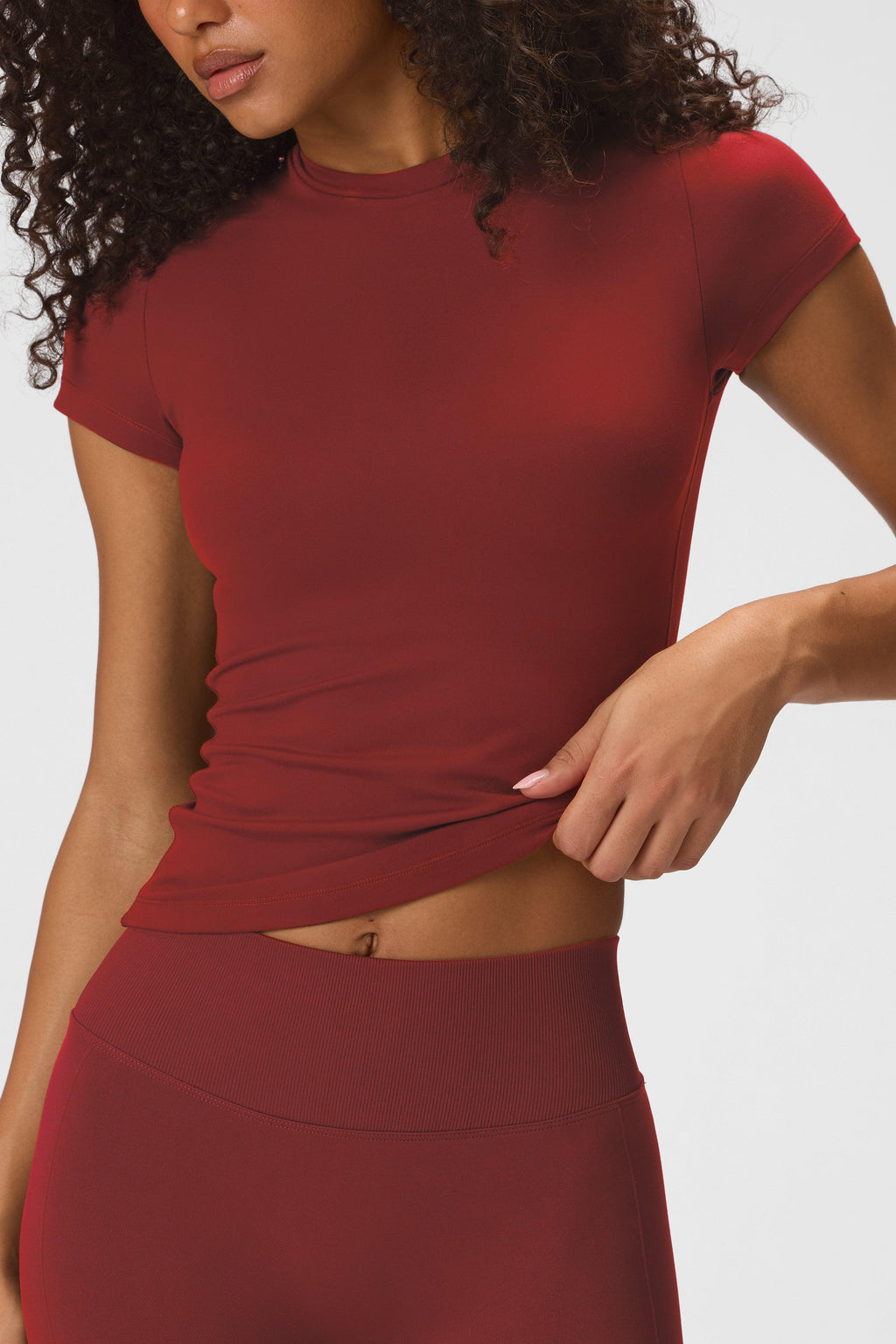 Soft Active Short Sleeve Top in Dark Cherry