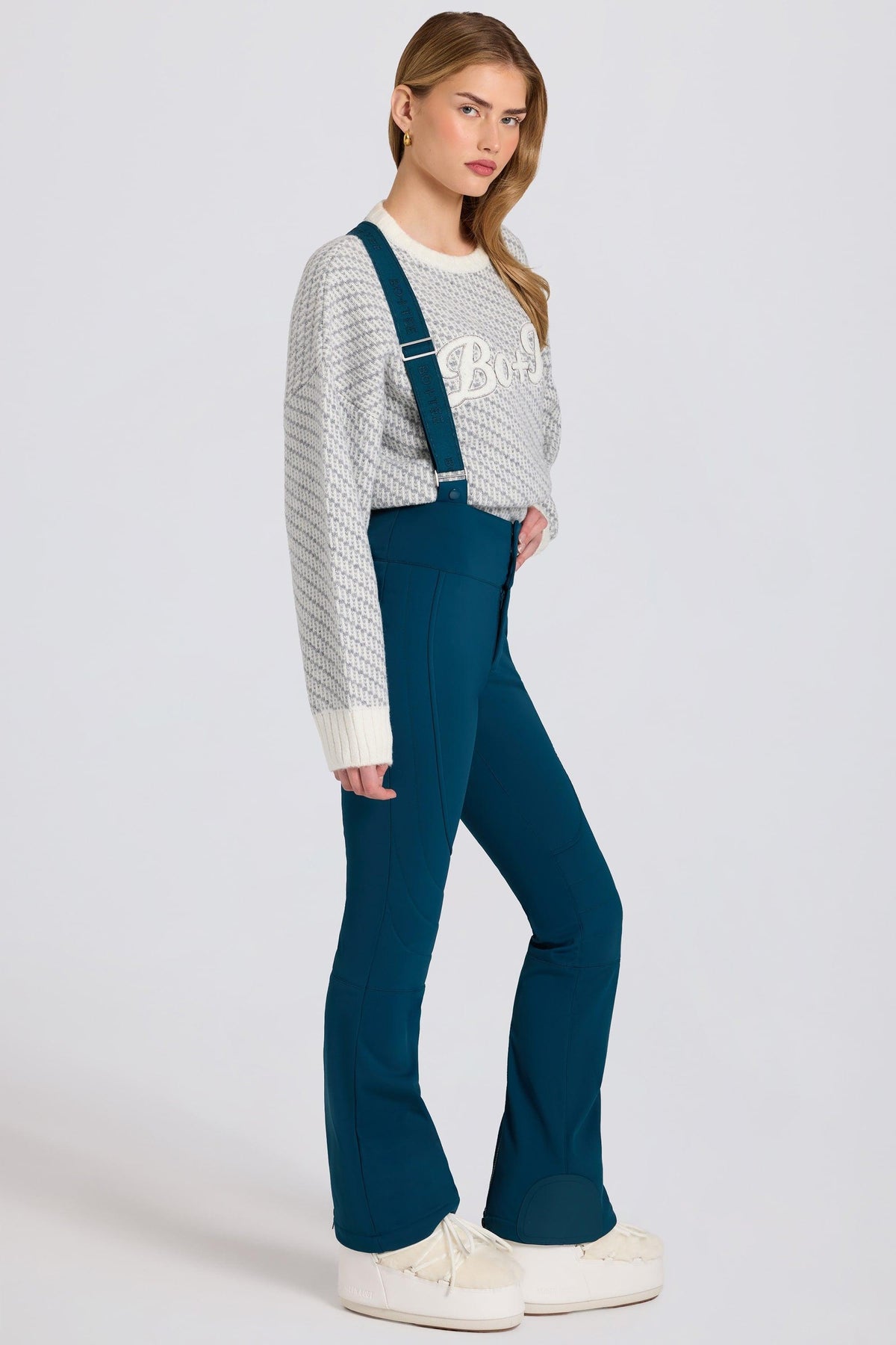 Waterproof High-rise Salopettes With Suspenders In Teal