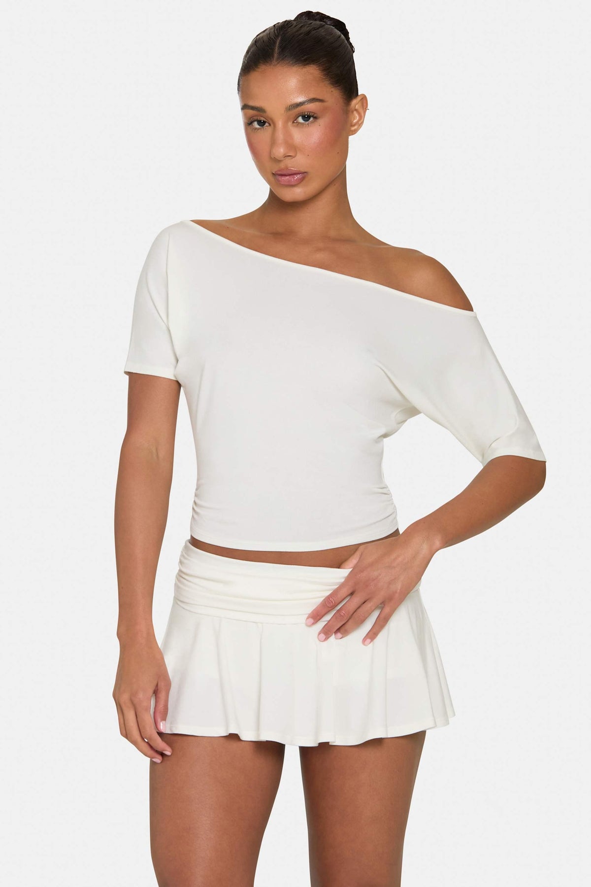 Buttercloud™ Slouchy Off-shoulder Top In Coconut