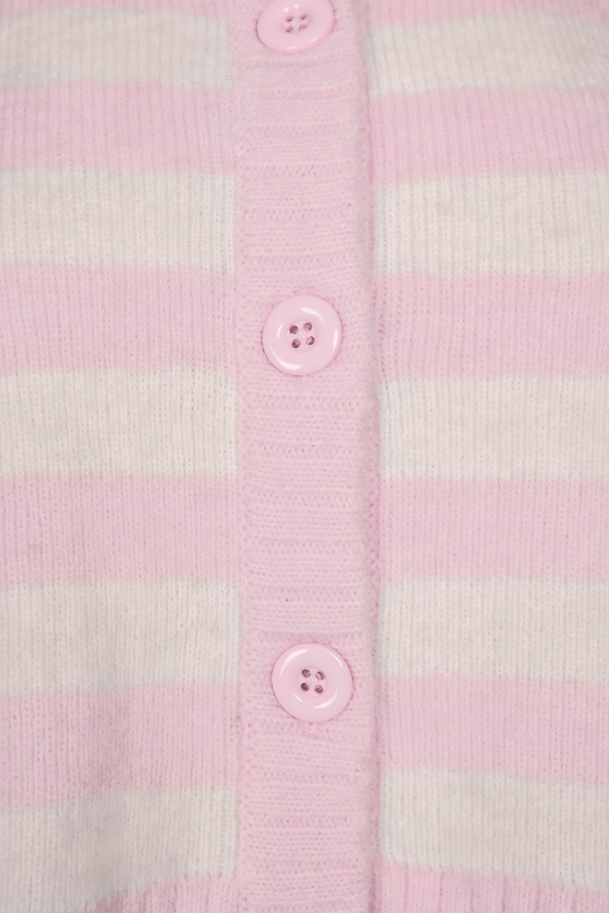 Soft Knit Stripe Cropped Cardigan In Pink Stripe