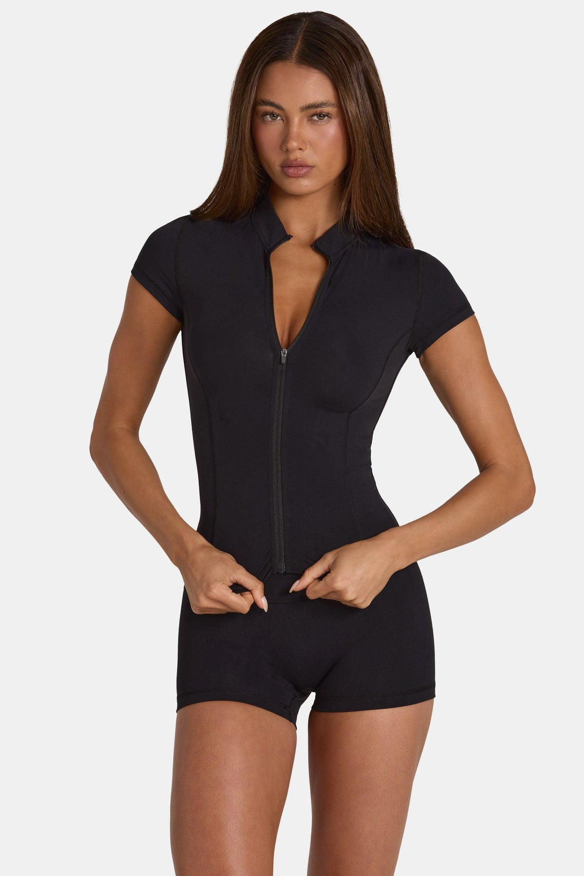 Soft Active Zip-up Top In Black