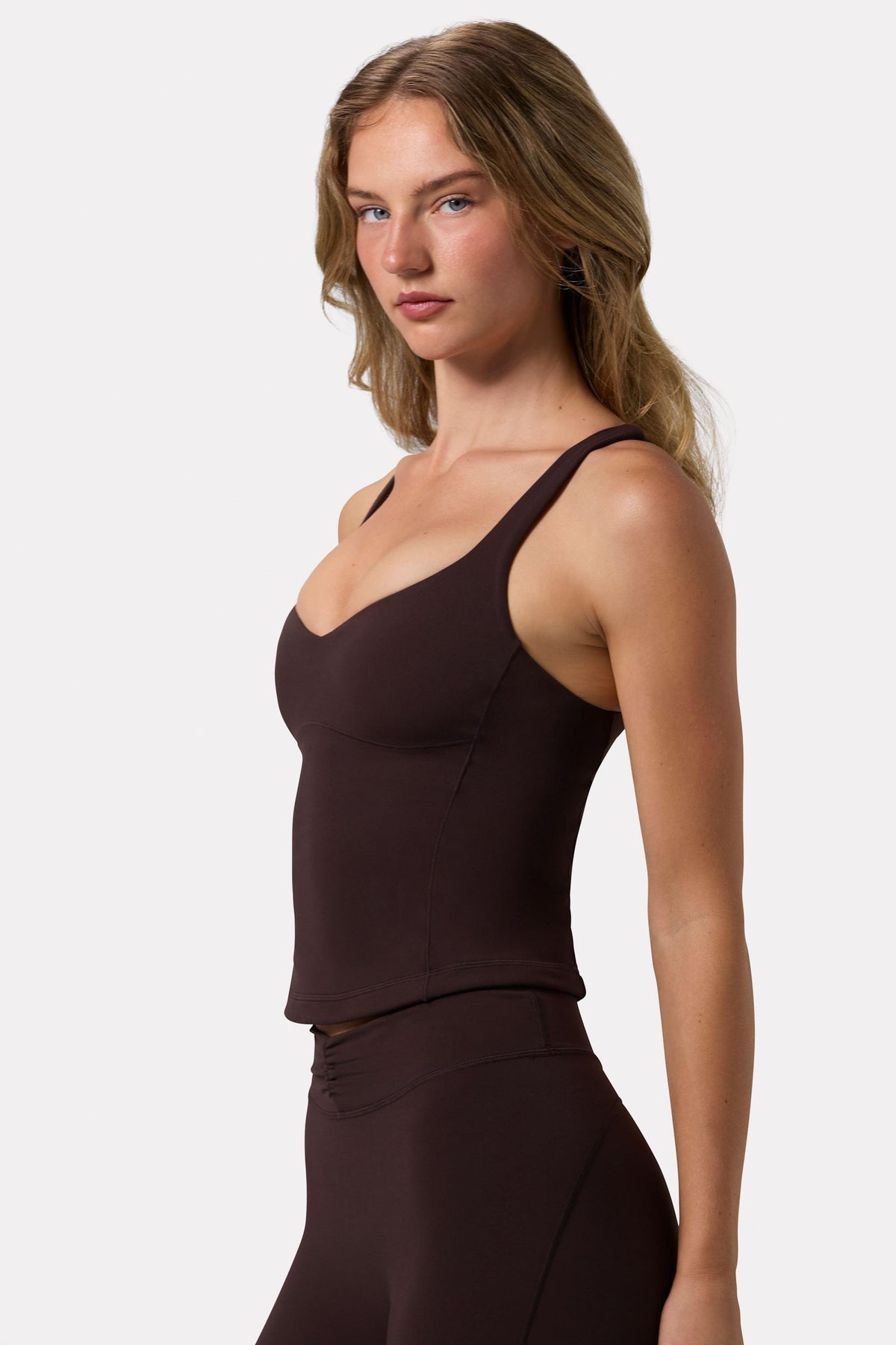 Soft Active Sweetheart-neck Tank Top In Espresso