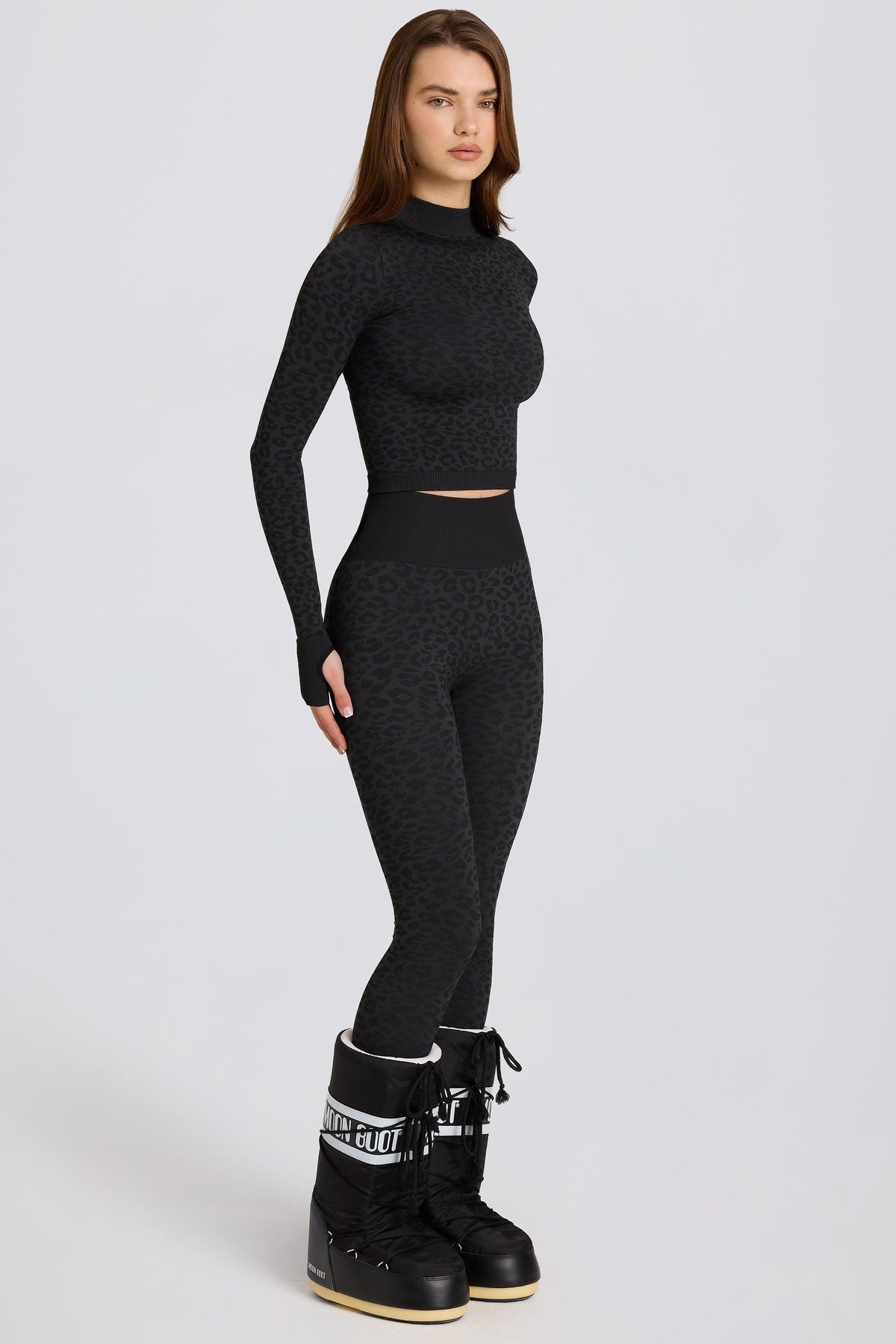 Thermal Base-layer Leggings In Black Leopard