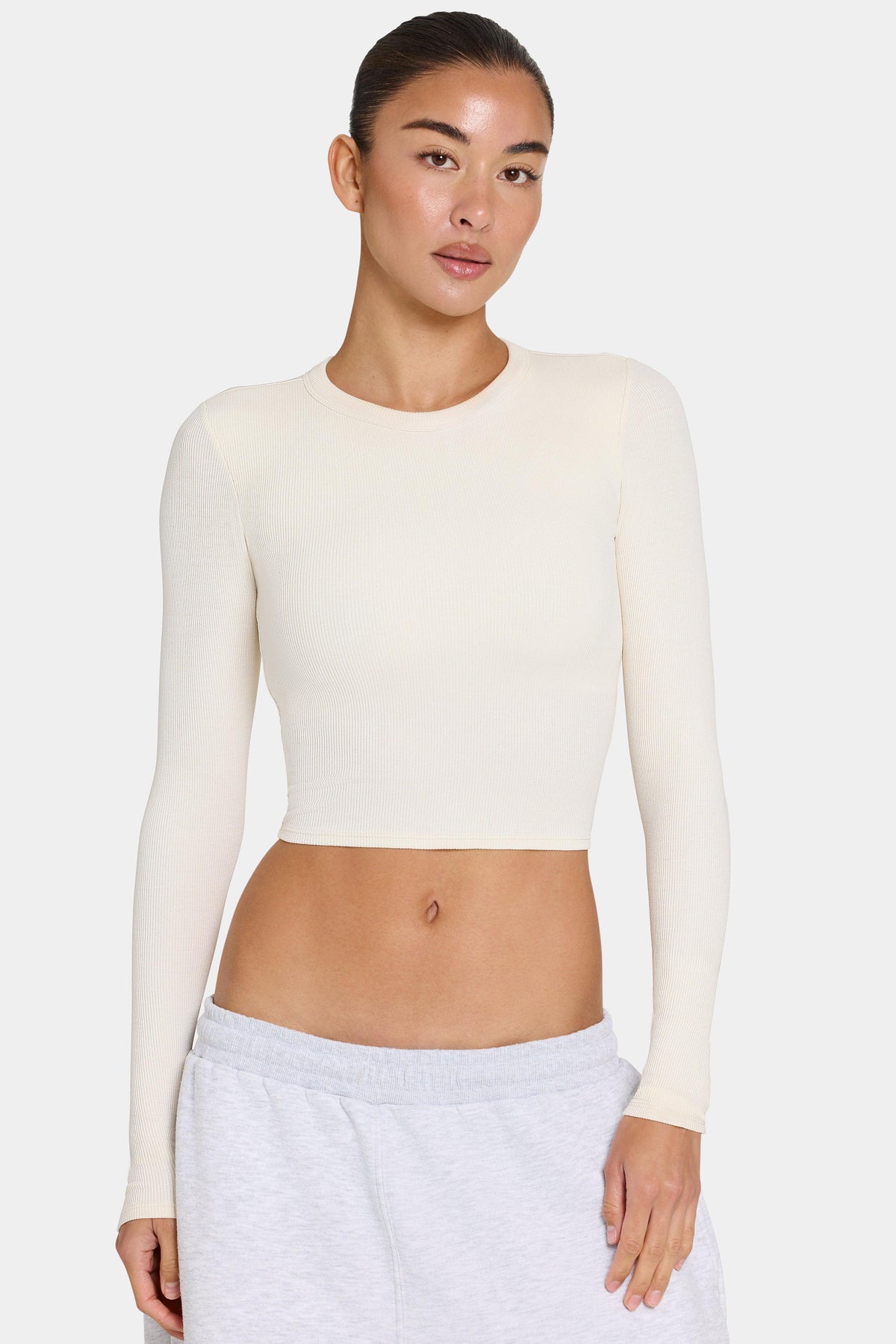 Buttercloud™ Long-sleeve Crop Top In Coconut
