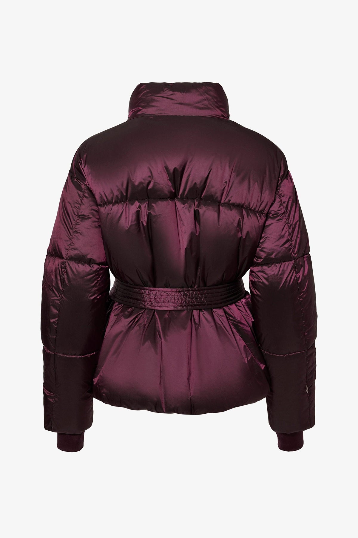 Waterproof Belted Oversized Ski Jacket In Burgundy