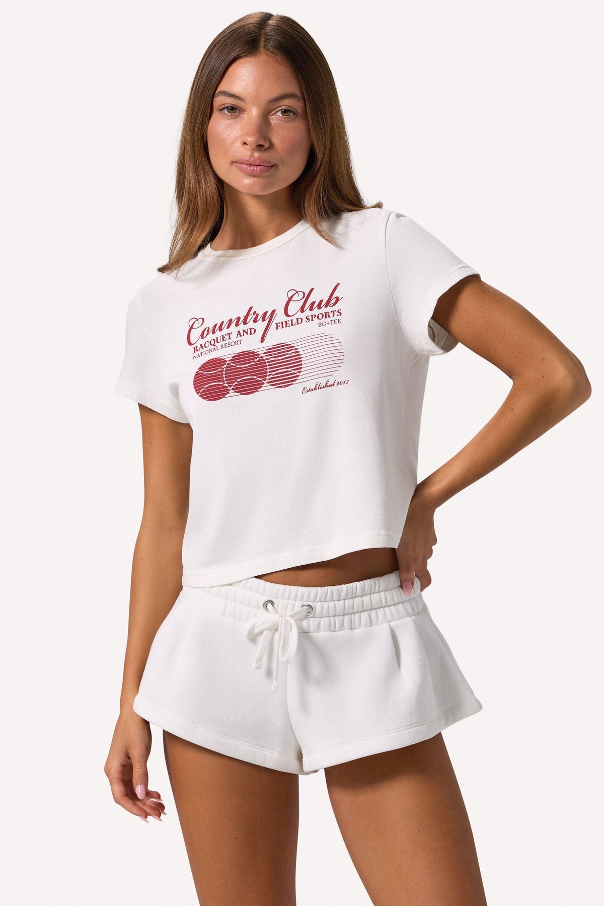 クロップド グラフィック Tシャツ(アイボリー)