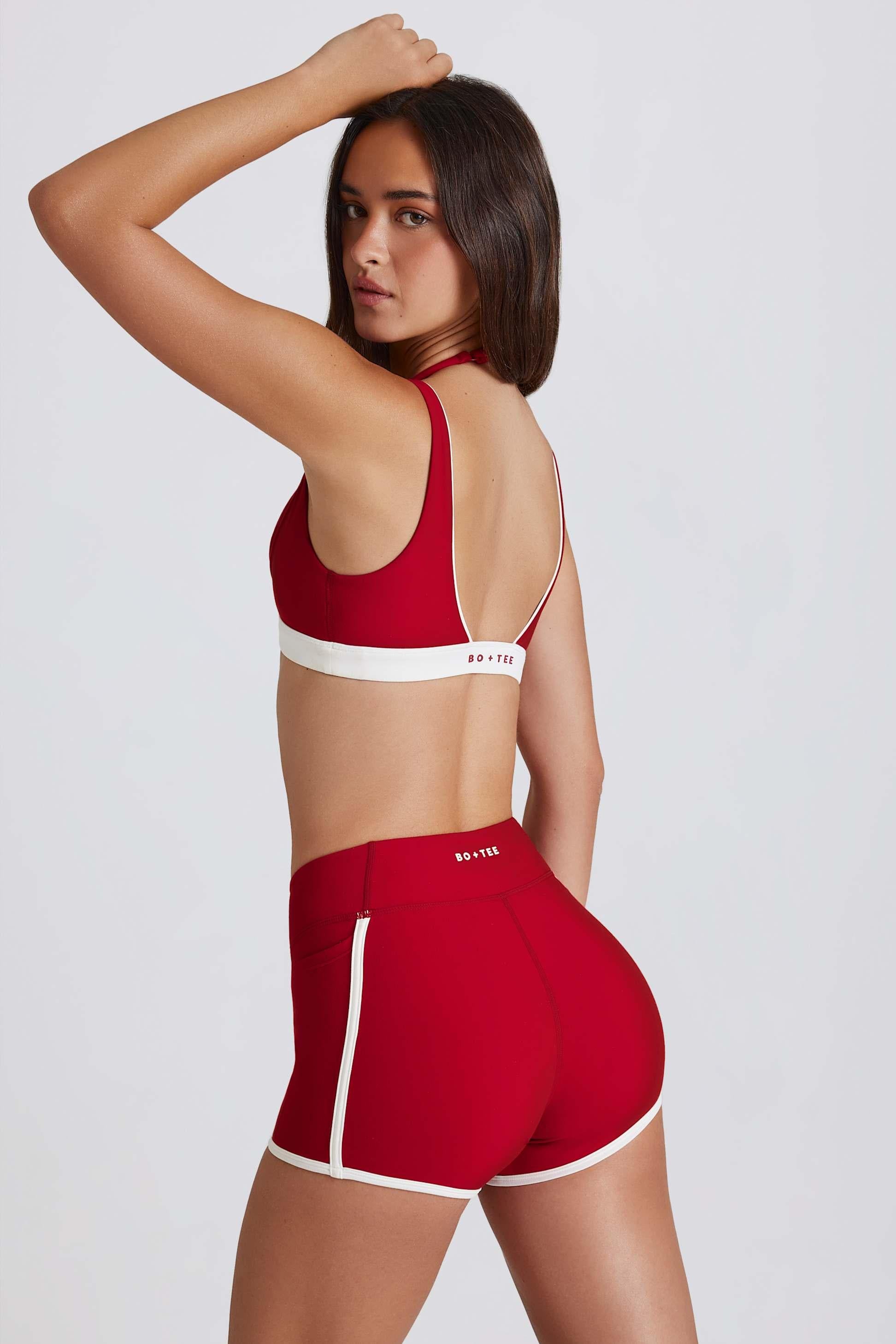 Soft Active Contrast Mini Shorts In Chilli