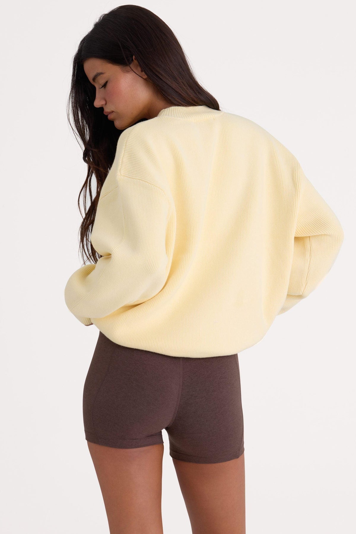 Ribbed-knit Oversized Jumper In Lemon