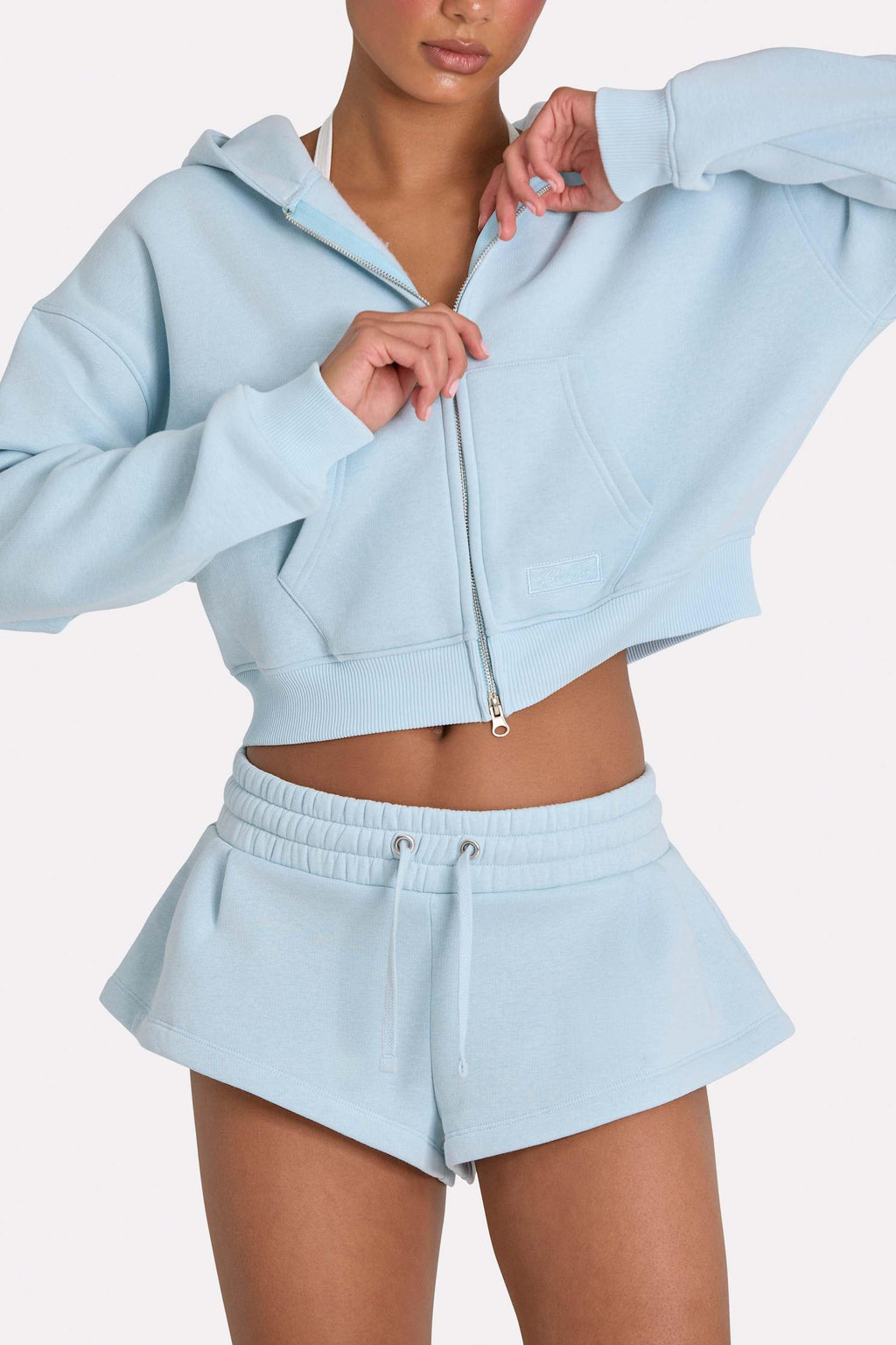Oversized Zip-up Hoodie In Powder Blue