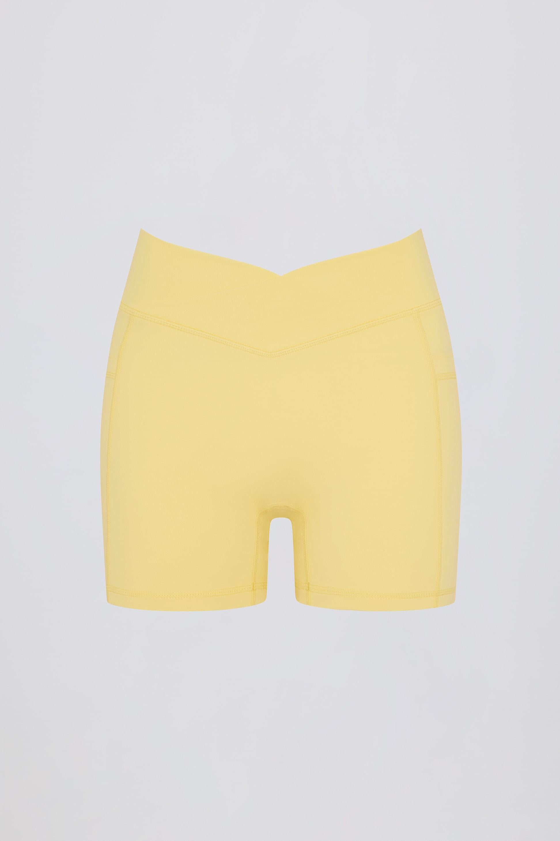 Soft Active Pocket V-waist Mini Shorts In Lemon