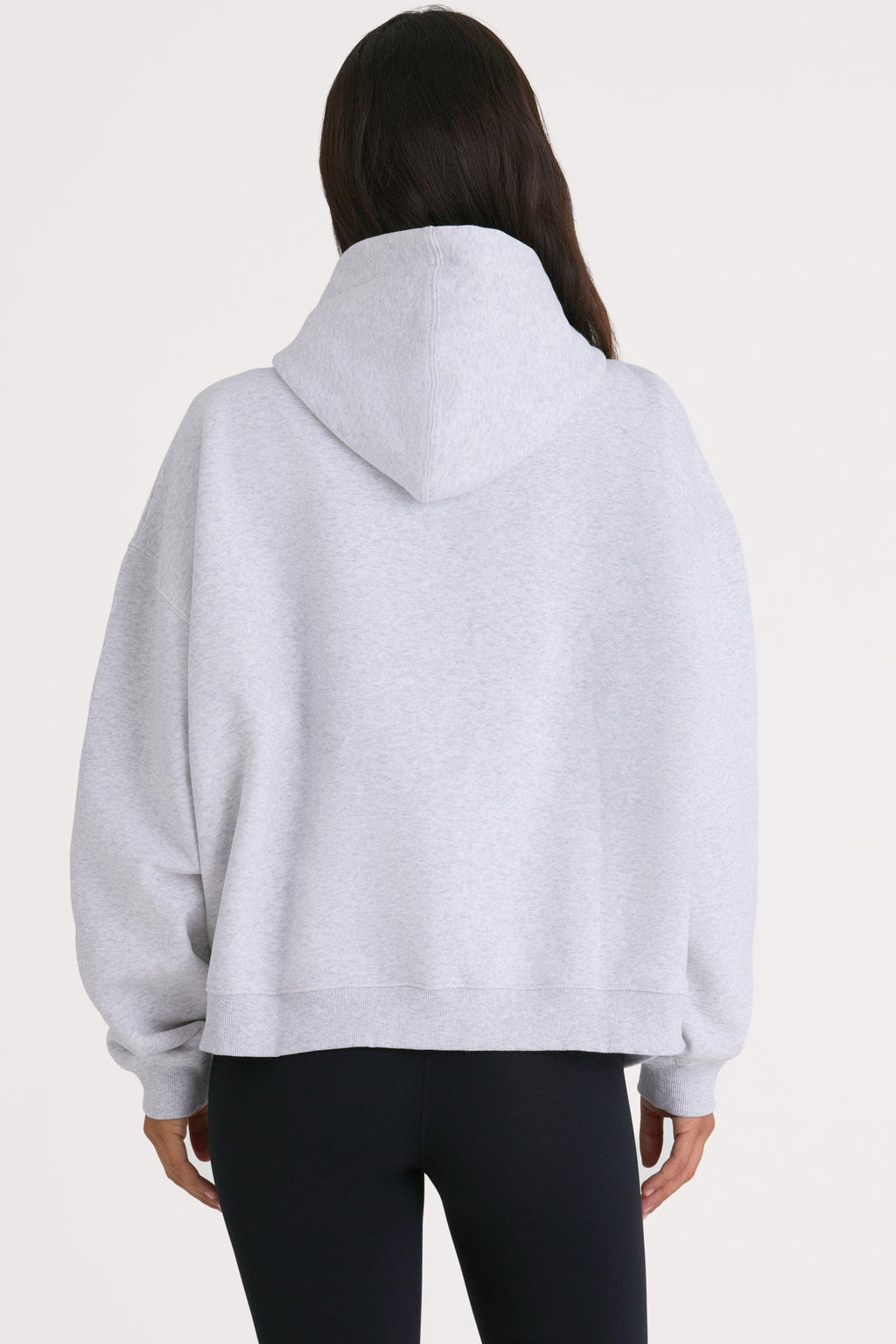 Soft Cotton Fleece Oversized Hoodie In Marl Grey
