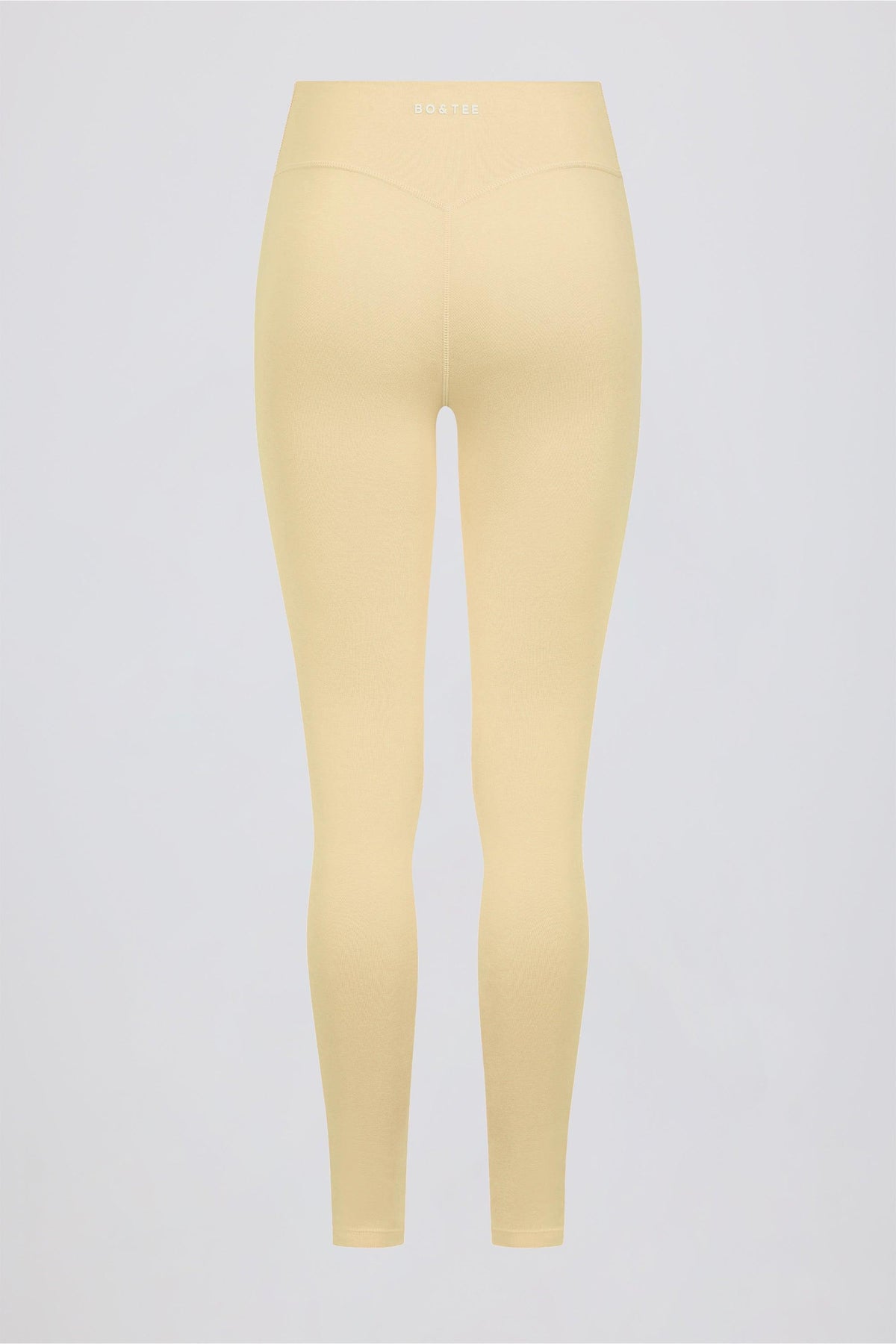 Brushed Jersey Ruched Mid-rise Leggings In Lemon Marl