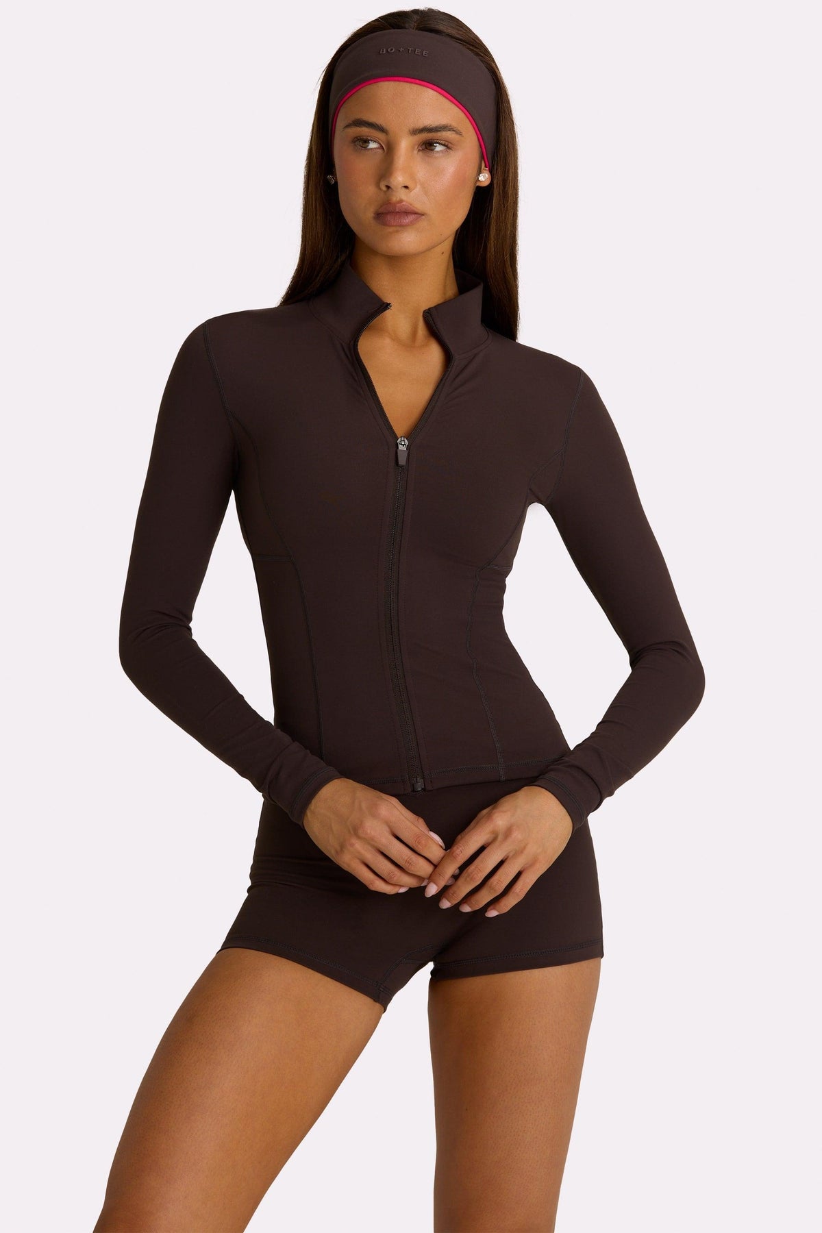 Soft Active Zip-up Jacket In Truffle