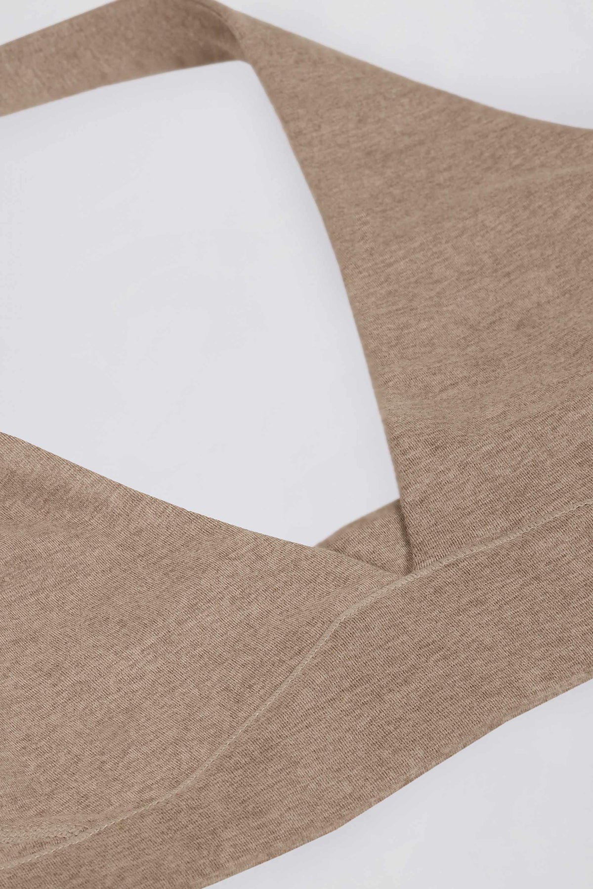 Brushed Jersey V-neck Sports Bra In Mocha Marl