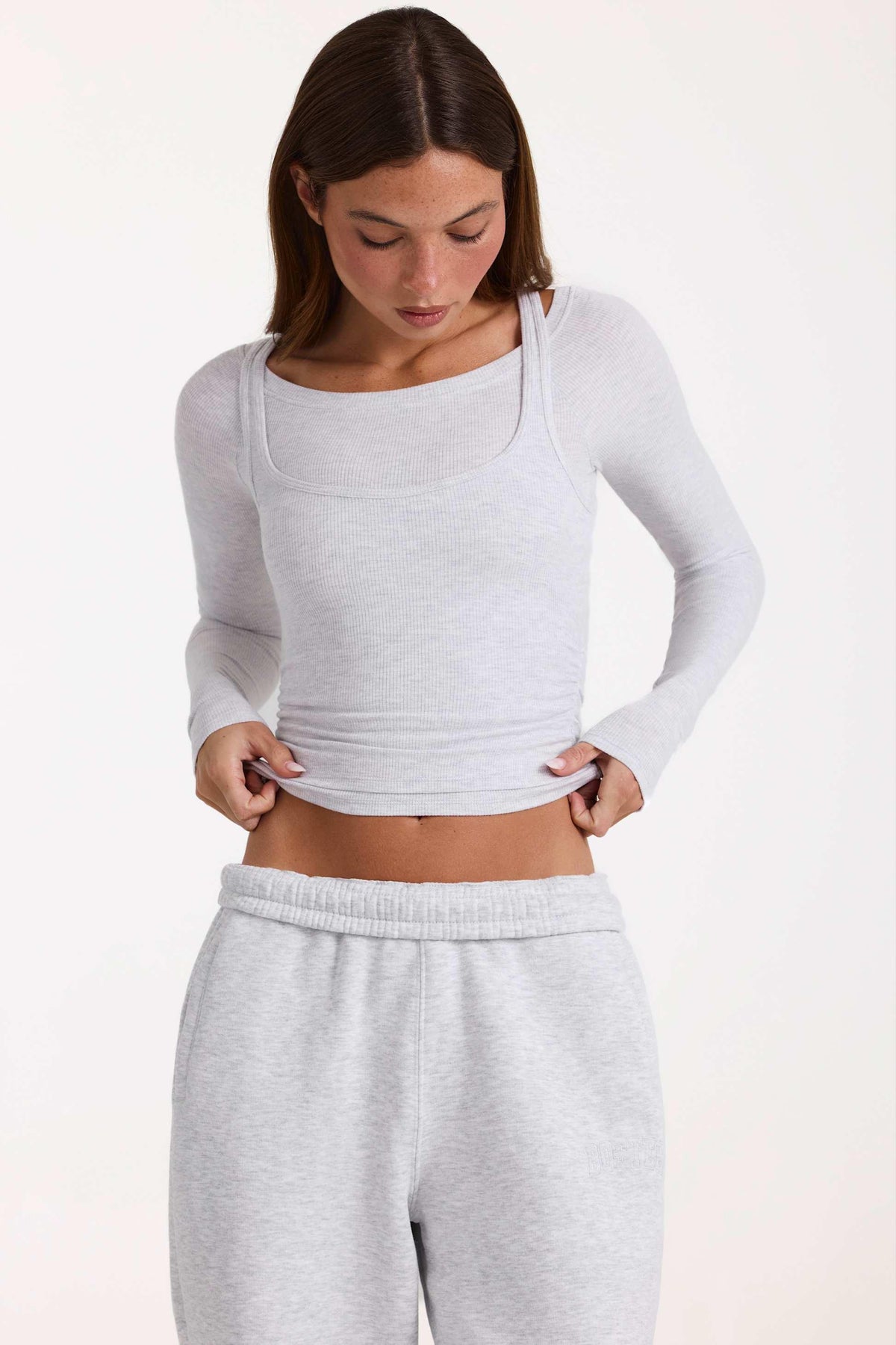 Buttercloud™ Layered Top In Grey Marl