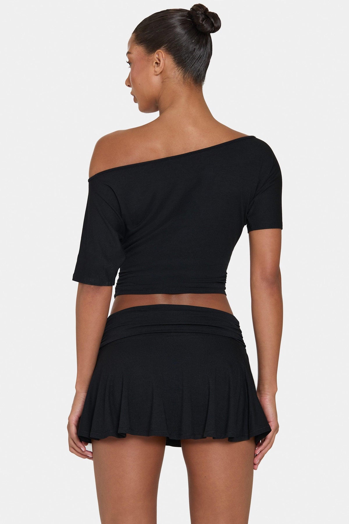 Buttercloud™ Slouchy Off-shoulder Top In Black