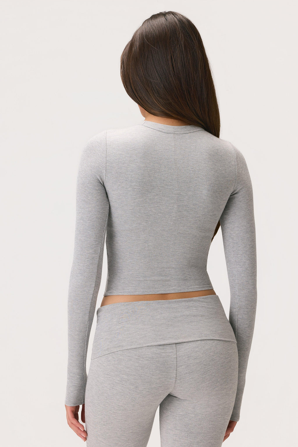 Buttercloud™ Long-sleeve Crop Top In Grey Marl