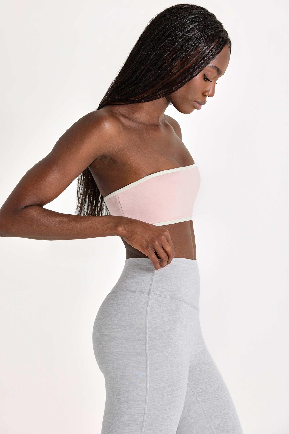 Soft Active Bandeau Sports Bra In Blush Marl