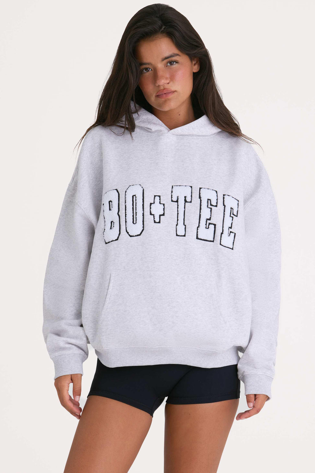 Soft Cotton Jersey Oversized Hoodie In Heather Grey