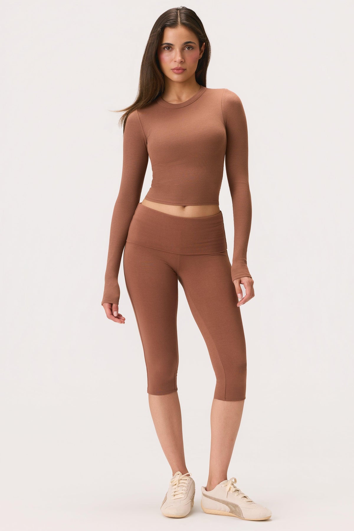 Buttercloud™ Long-sleeve Crop Top In Cocoa