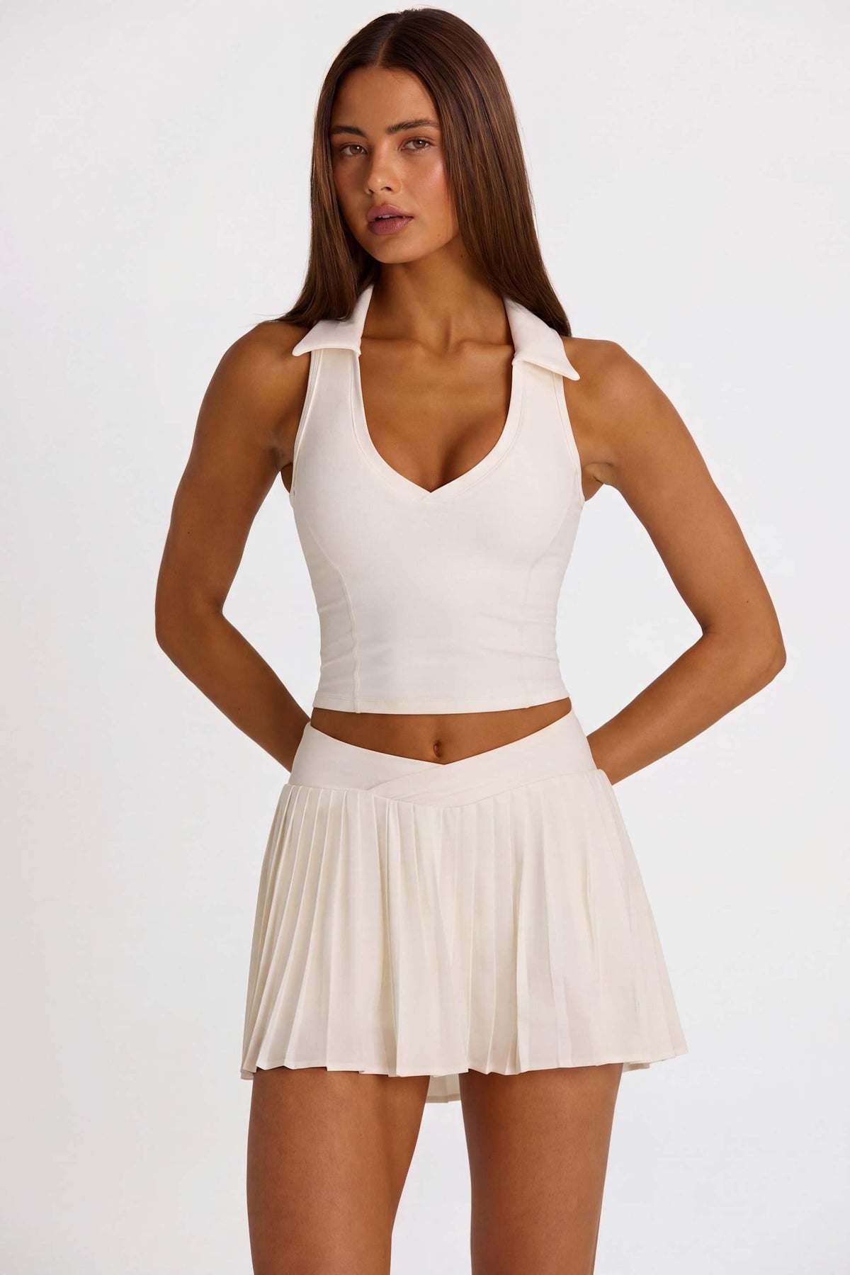 Soft Active Polo Crop Top In Coconut