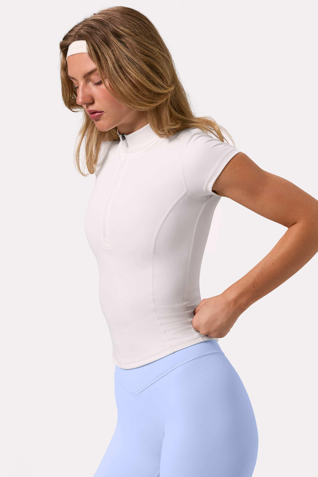 Soft Active Quarter-zip Top In Coconut