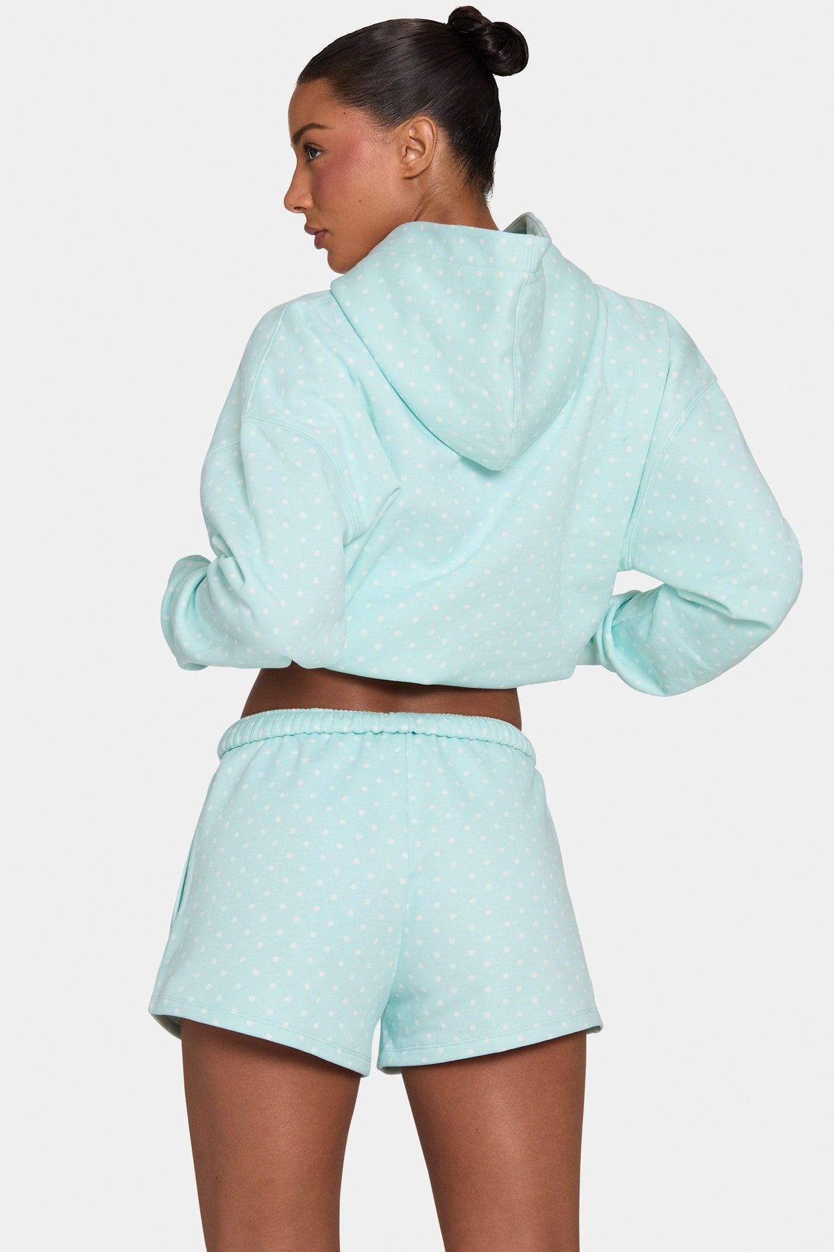 Oversized Applique Hoodie In Peppermint Polka Dot