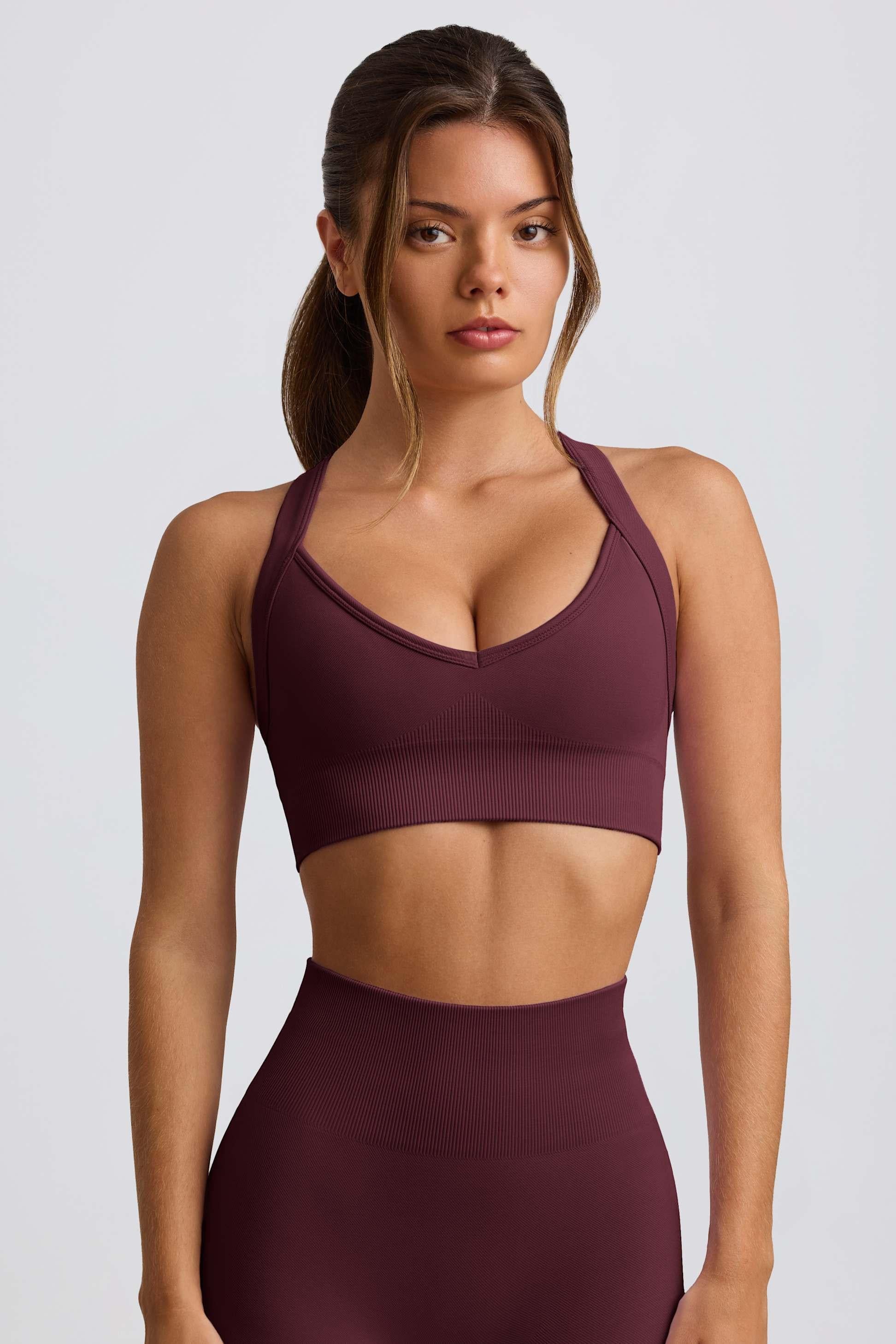 Super Sculpt Seamless Crossback Sports Bra In Burgundy