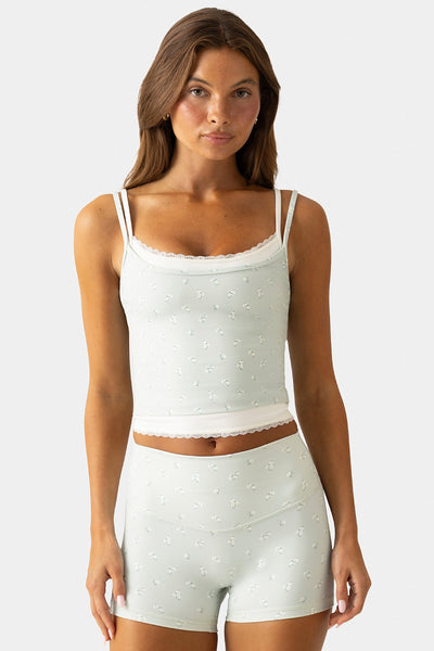 Soft Active Double-layer Tank Top In Matcha Meadow