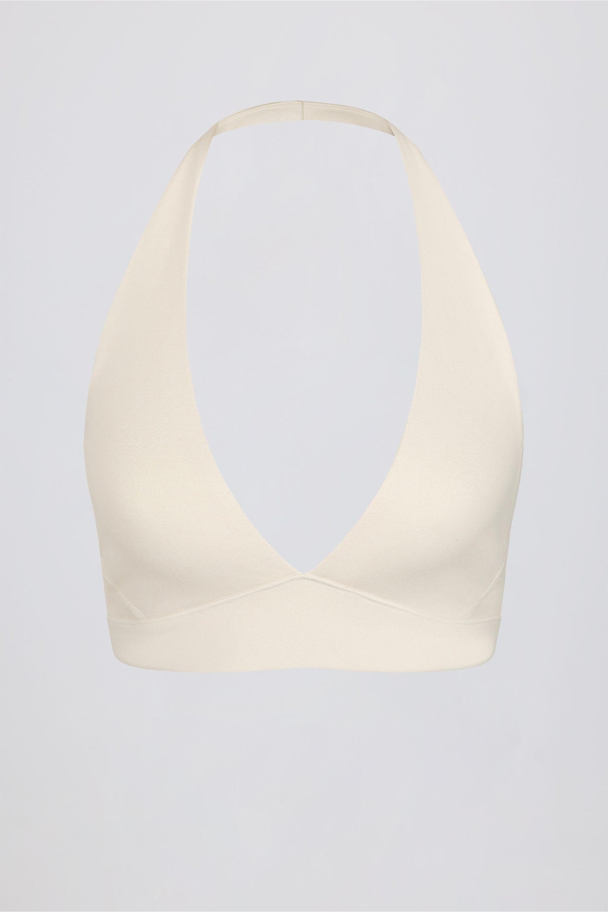 Brushed Jersey V-neck Sports Bra In Vanilla