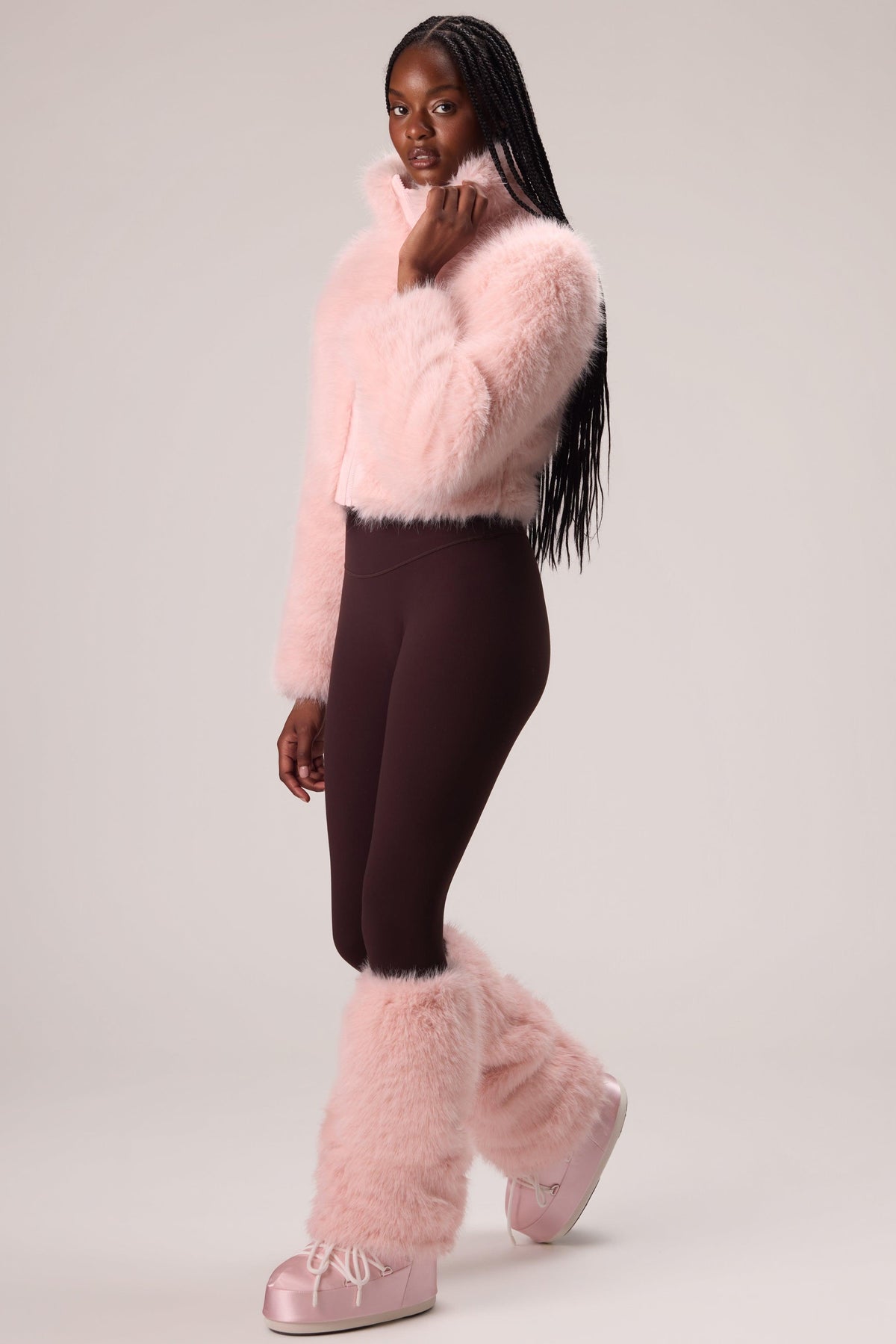 Faux Fur Boot Covers In Powder Pink