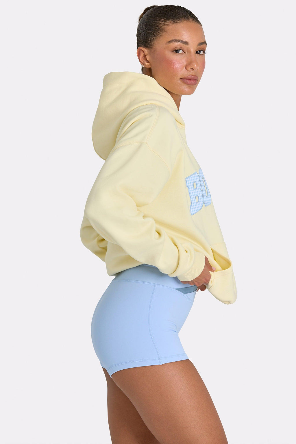 Oversized Applique Hoodie In Lemon
