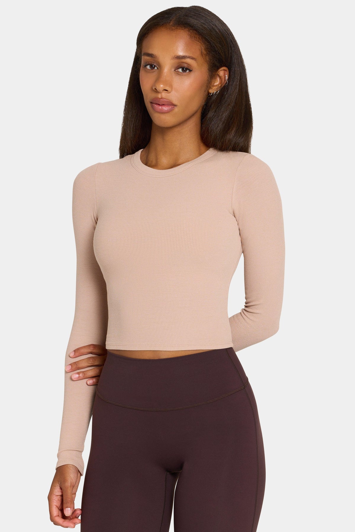 Buttercloud™ Long-sleeve Crop Top In Oatmeal