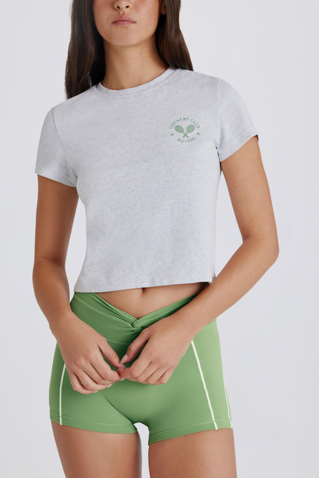 クロップド・グラフィックtシャツ(グレー・マール)
