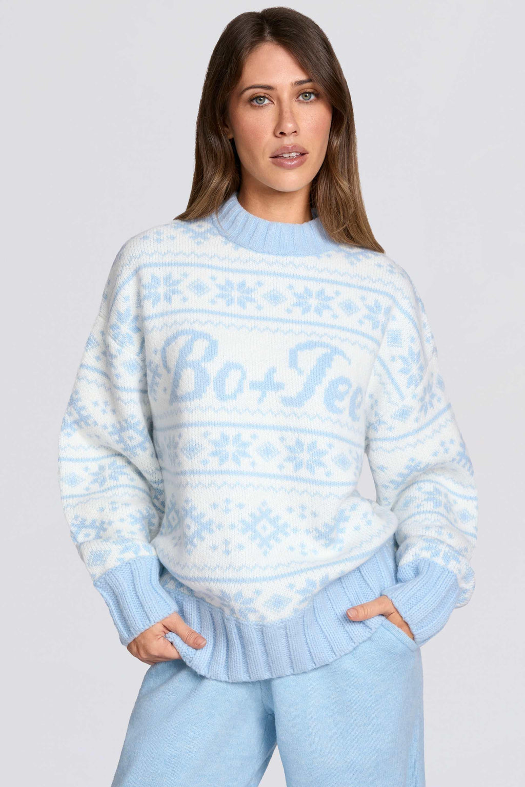Jacquard-knit Oversized Jumper In Powder Blue
