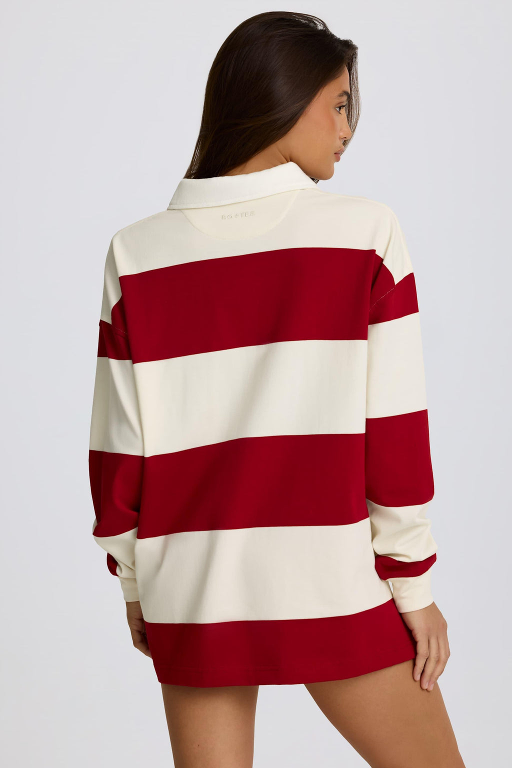 Striped Oversized Long-sleeve T-shirt In Dark Red