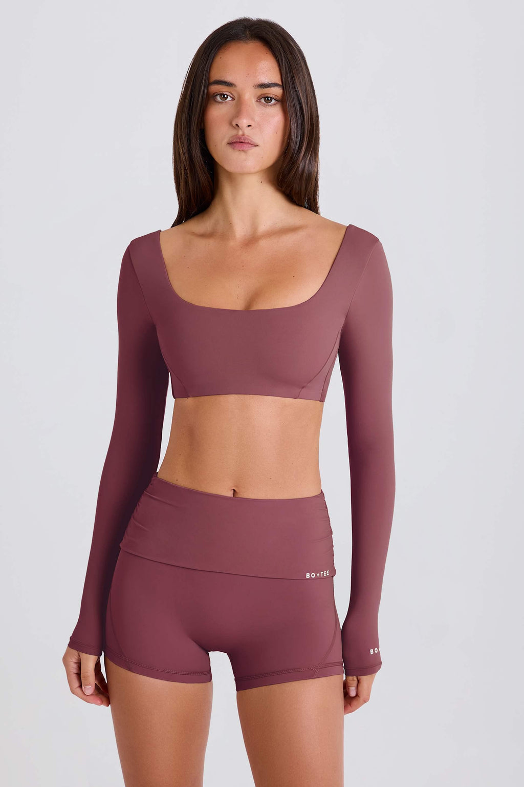 Long-sleeve Crop Top In Acai