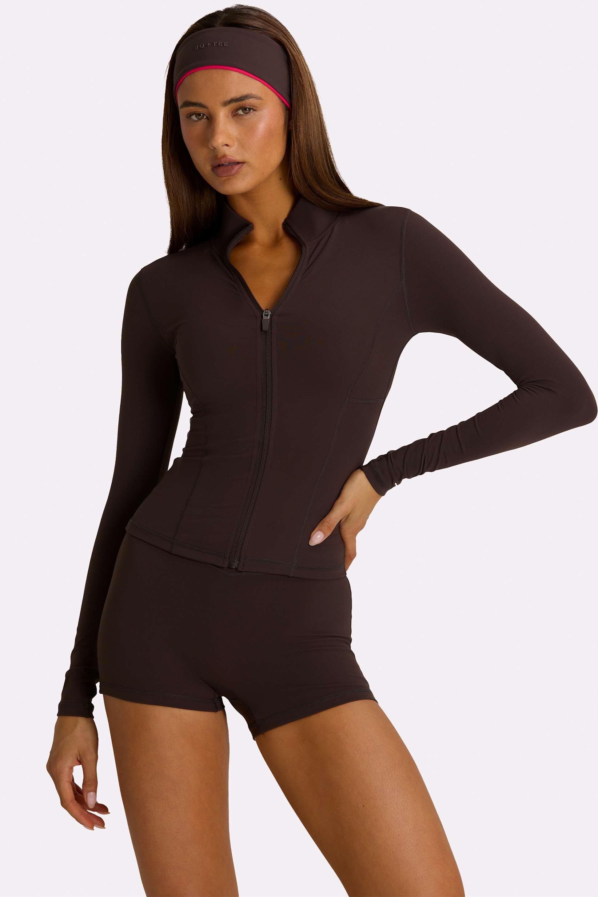 Soft Active Zip-up Jacket In Truffle