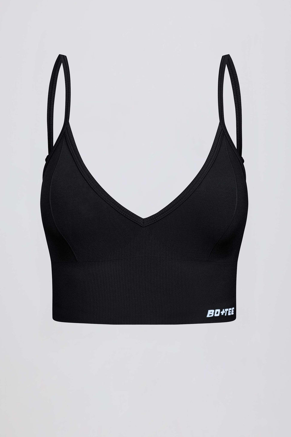 Define Luxe V-neck Sports Bra In Black