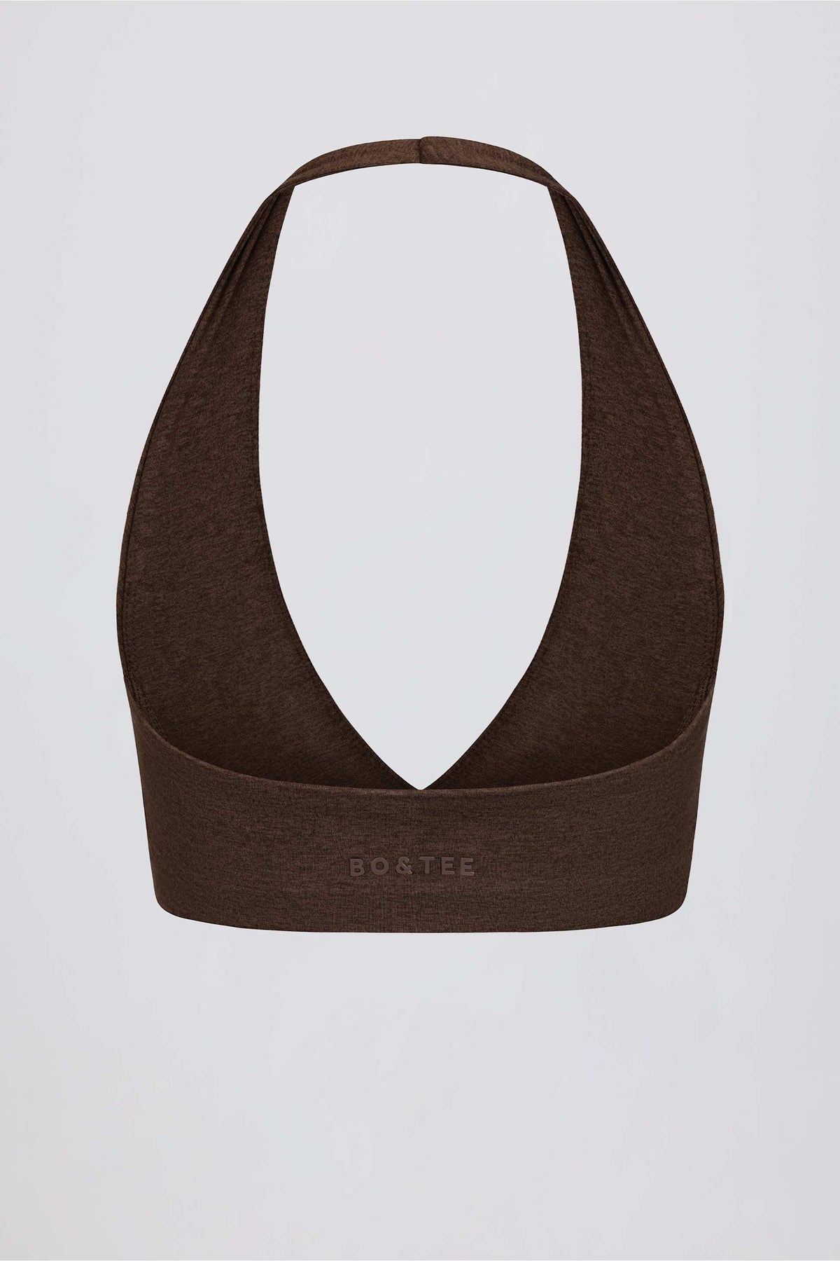 Brushed Jersey V-neck Sports Bra In Pecan Marl