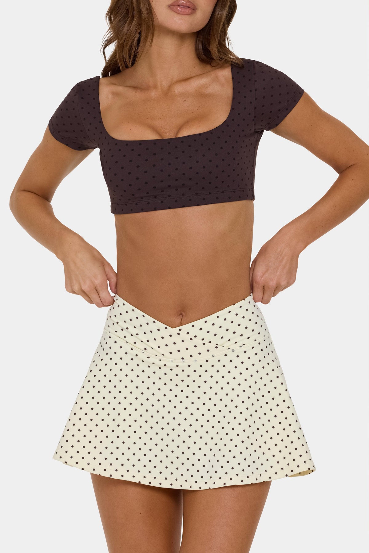 Soft Active Cap Sleeve Crop Top In Choc Chip