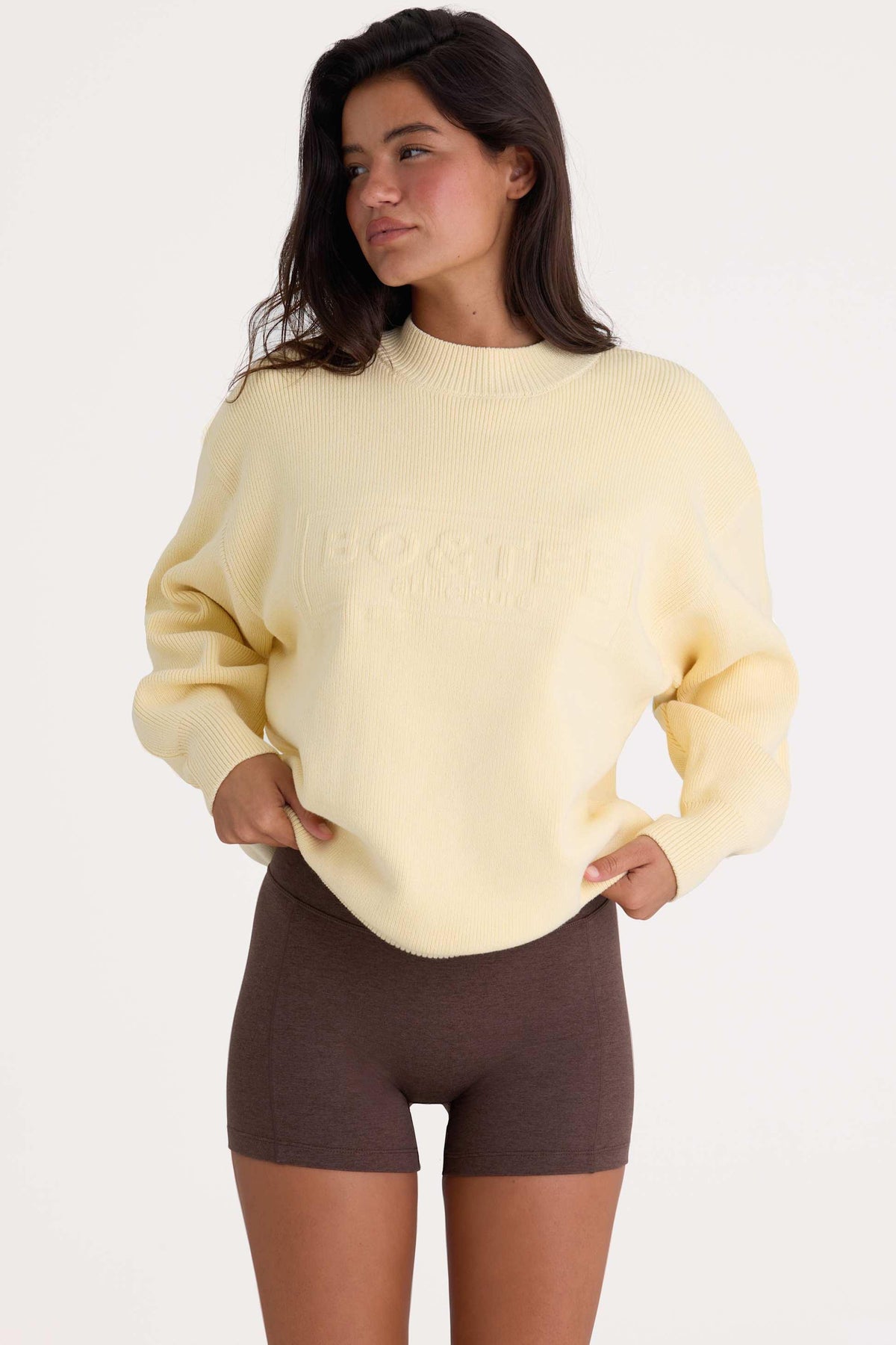 Ribbed-knit Oversized Jumper In Lemon