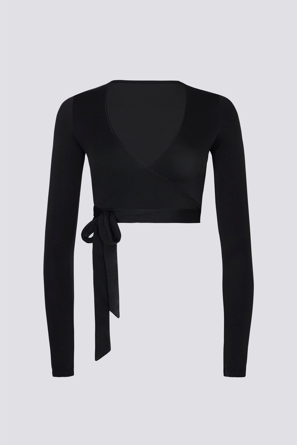 Soft Jersey Wrap Crop Top In Black
