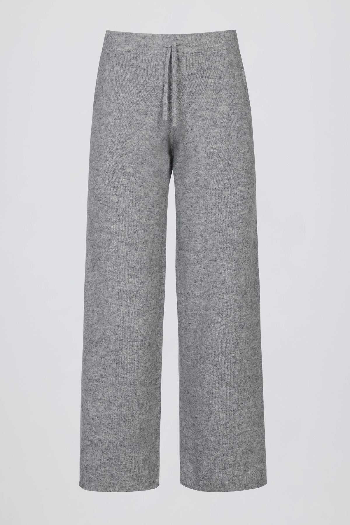 Knit Mid-rise Wide-leg Joggers In Grey
