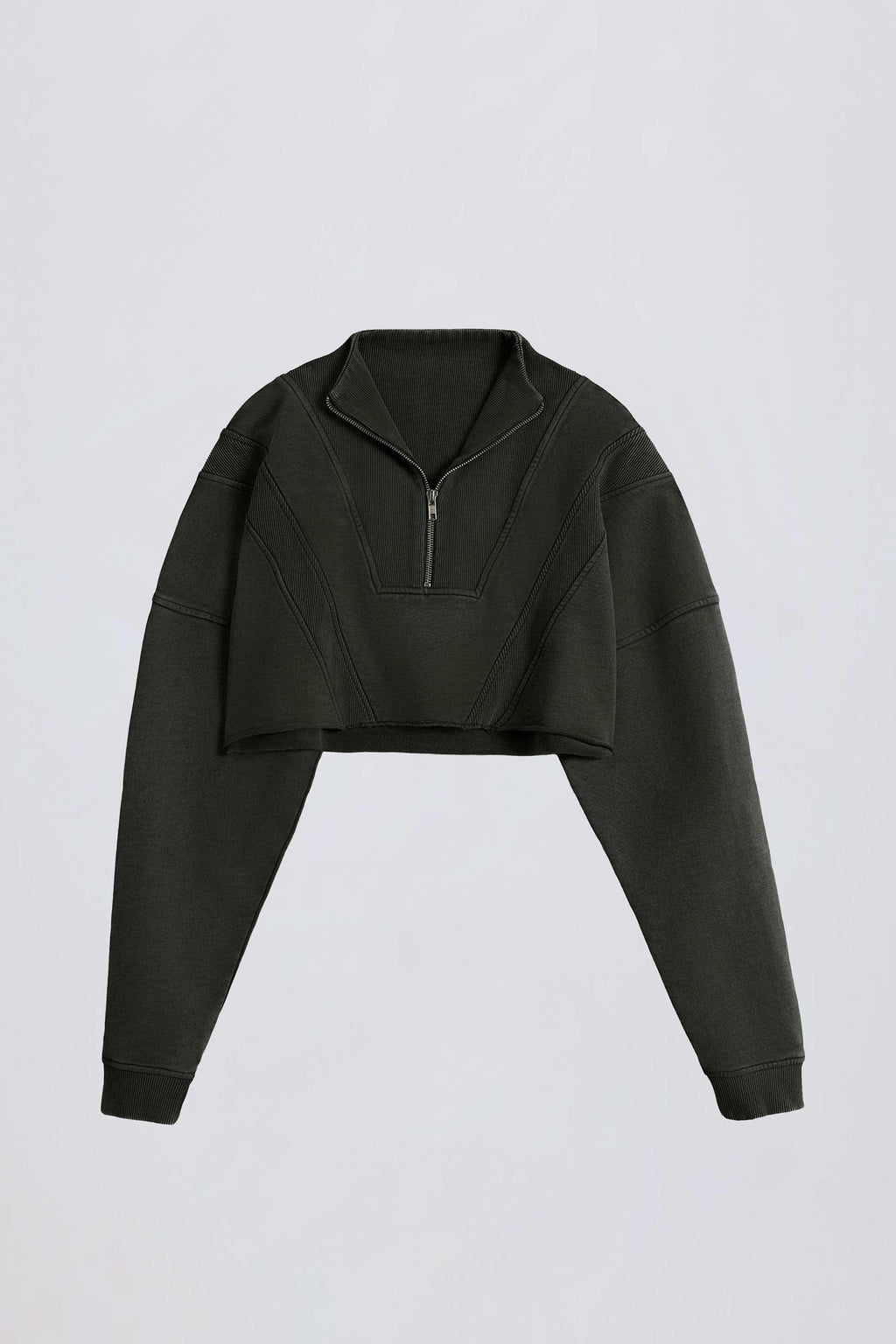 Cotton Jersey Acid Wash Cropped Sweatshirt In Ash