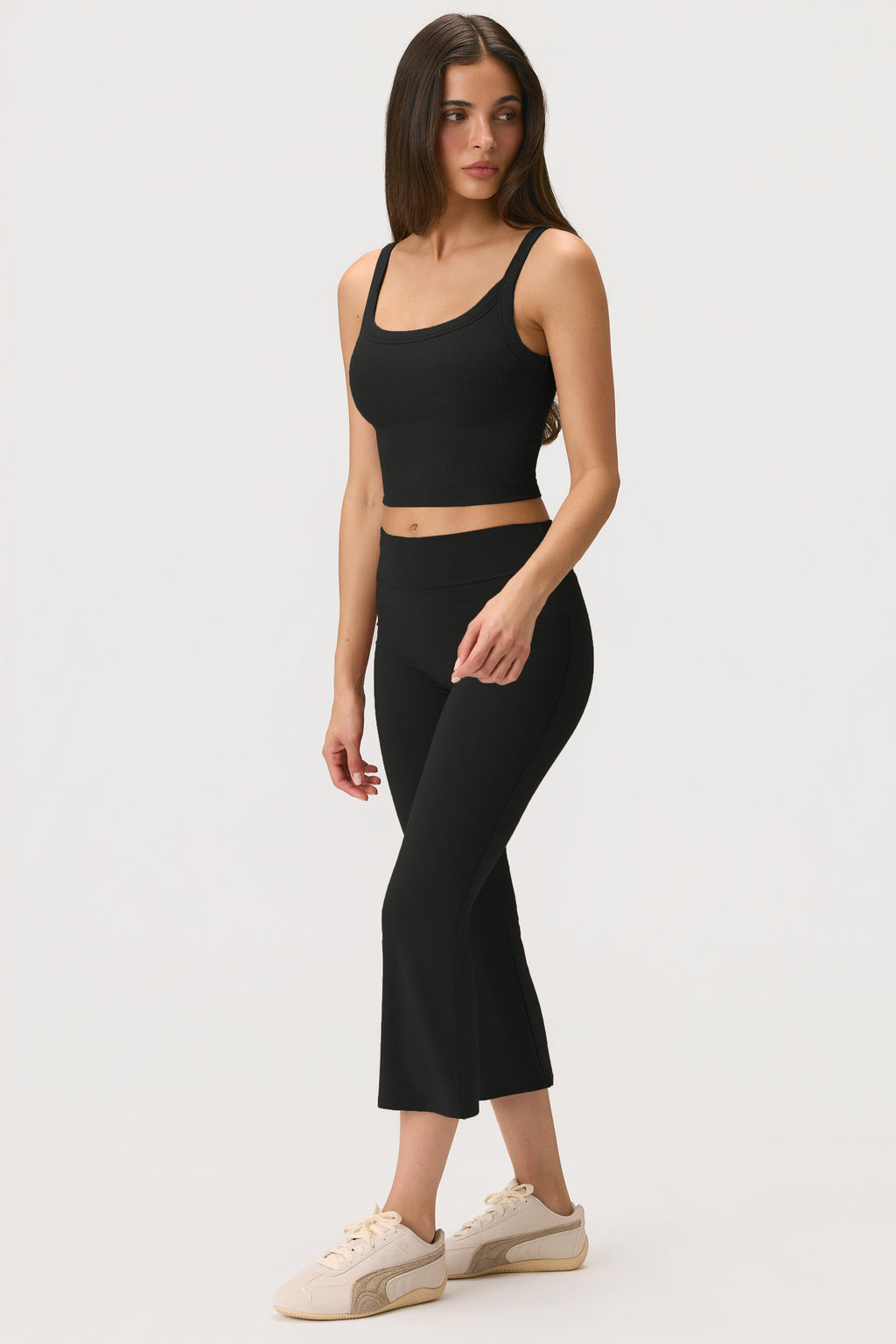 Buttercloud™ Flared Capri Leggings In Black