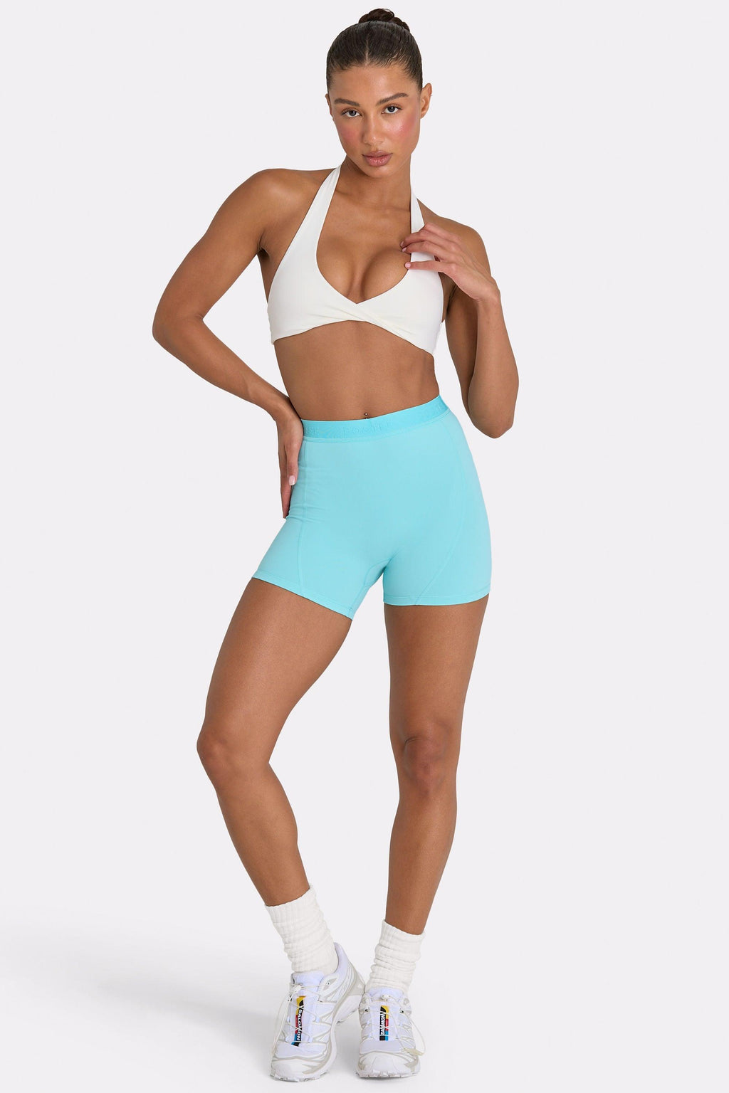 Soft Active Mini Shorts In Aqua