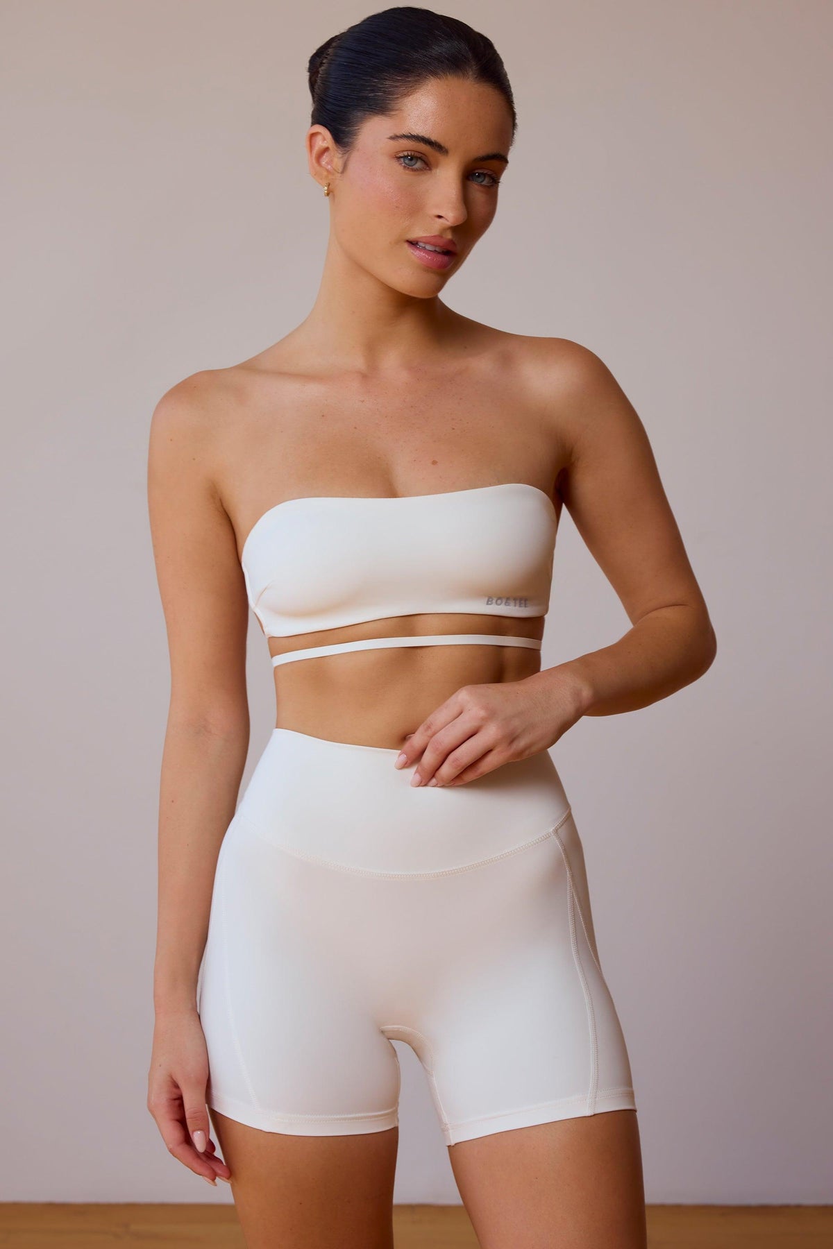 Cross-back Bandeau Bra In Soft White