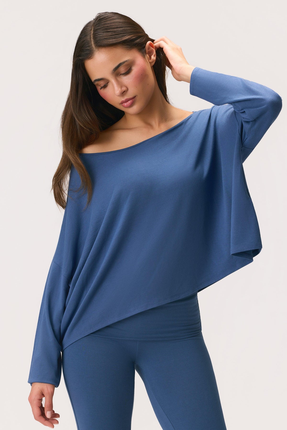 Buttercloud™ Slouchy Off-shoulder Top In Marine