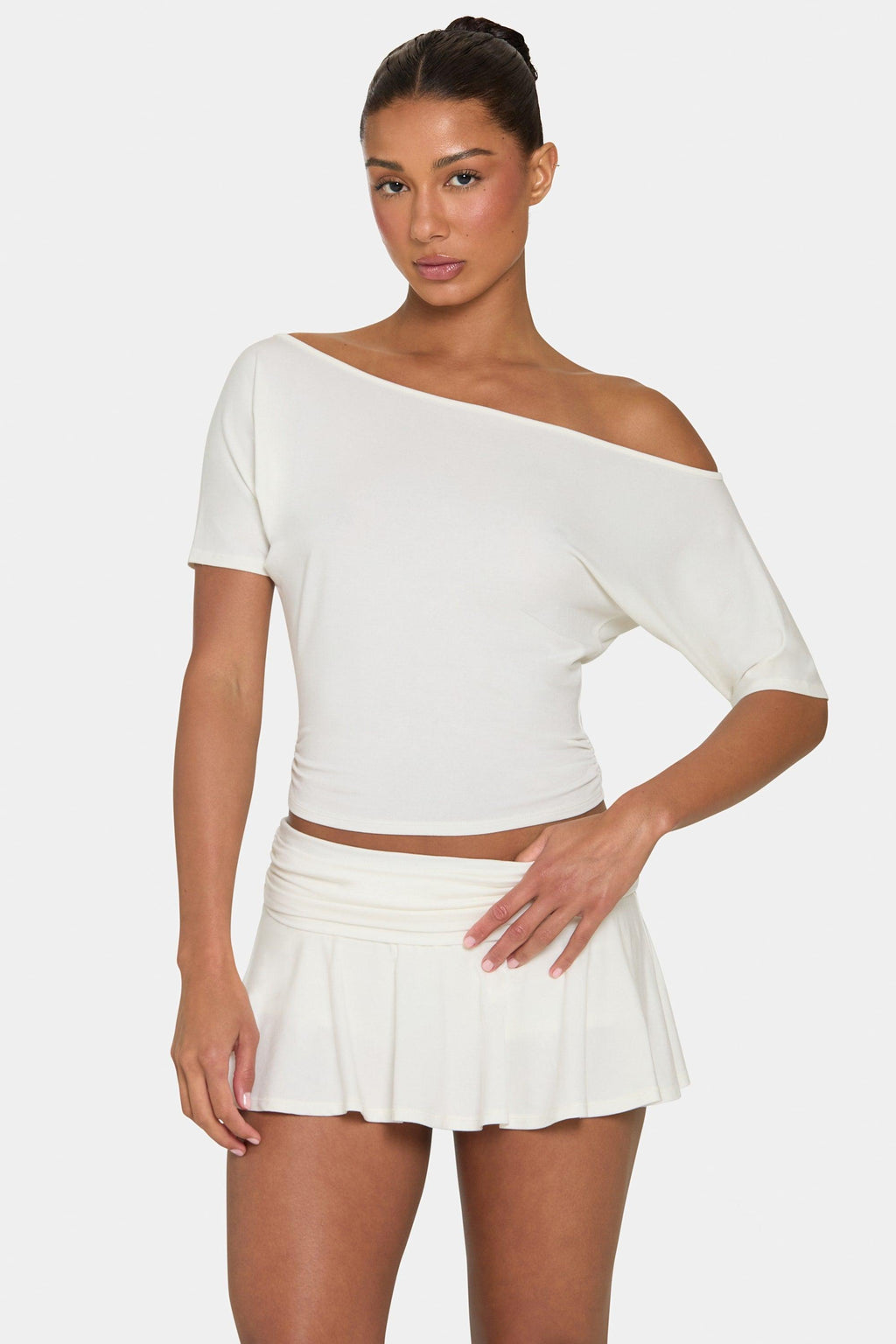 Buttercloud™ Slouchy Off-shoulder Top In Coconut